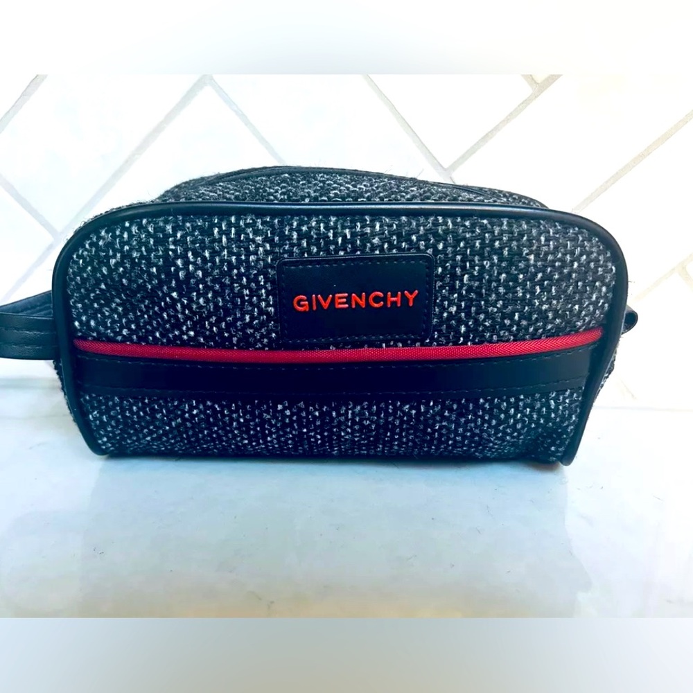 GIVENCHY Toiletries Travel Make Up Bag Black Gray Red